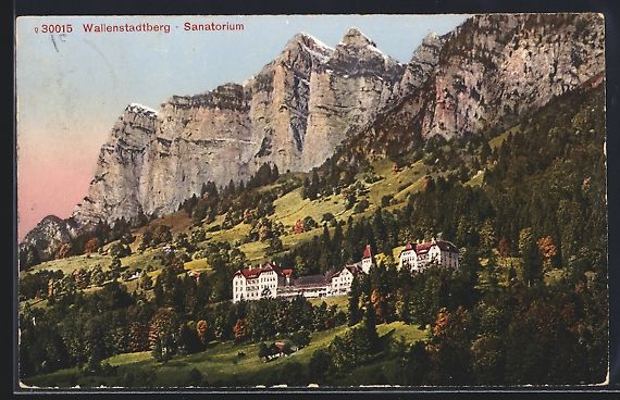 Cartoline postali: Wallenstadtberg, Sanatorium mit Bergpano – Usato da Berlin venduto da bartko-reher