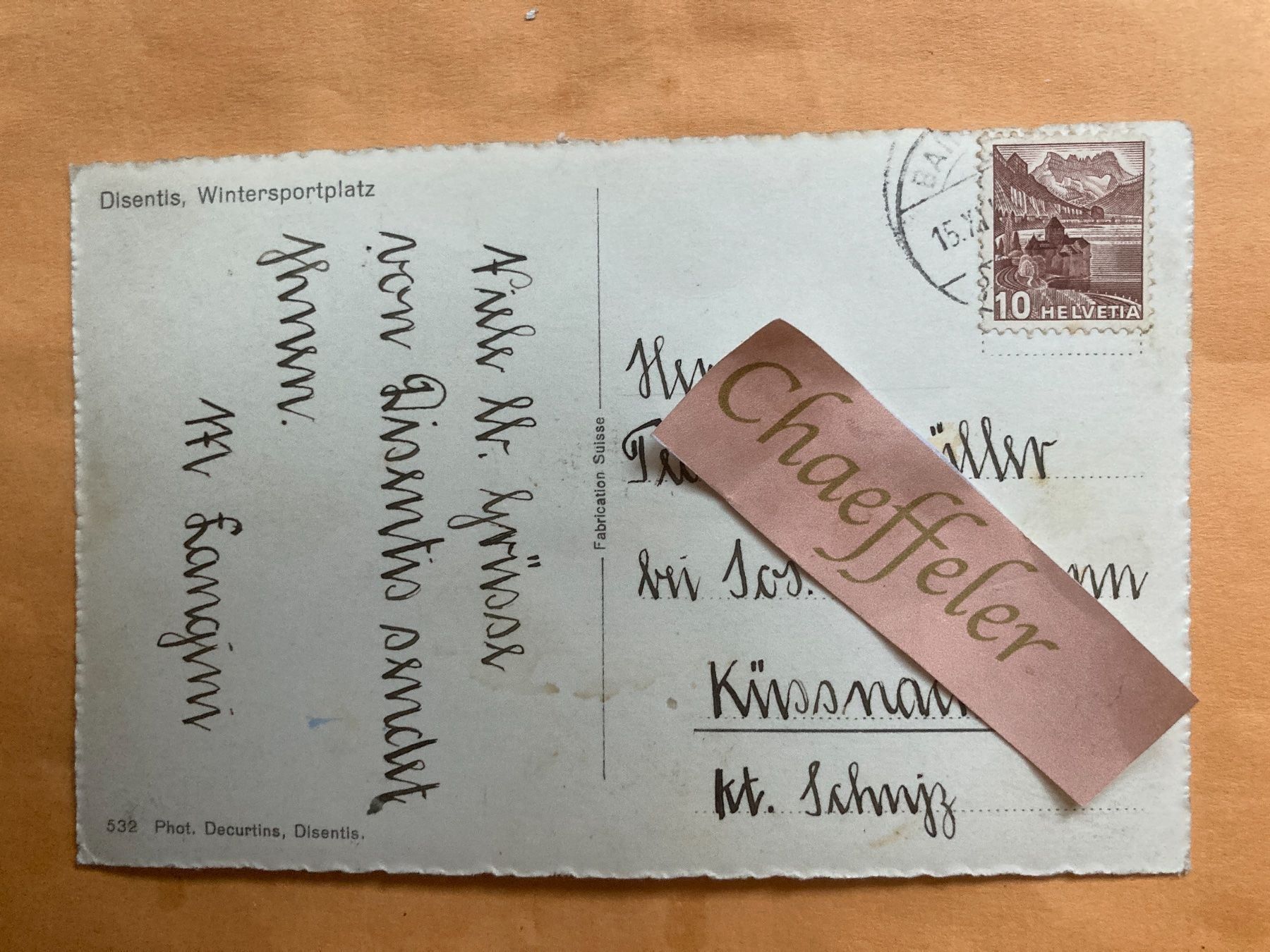 Cartoline postali: Disentis, Wintersportplatz – Usato da Zürich venduto da Chaeffeler 1
