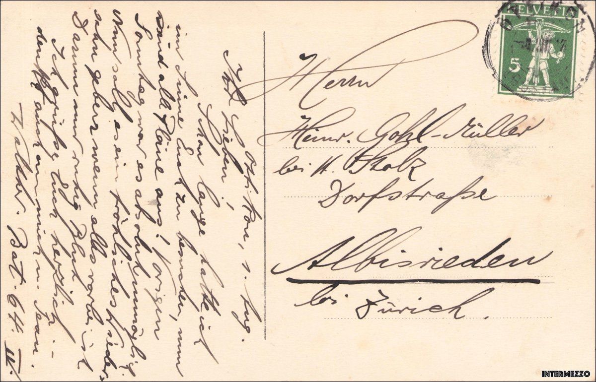 Ansichtskarten: Ottikon ZH // 1917 Schulhaus – Gebraucht aus Basel von intermezzo12 1