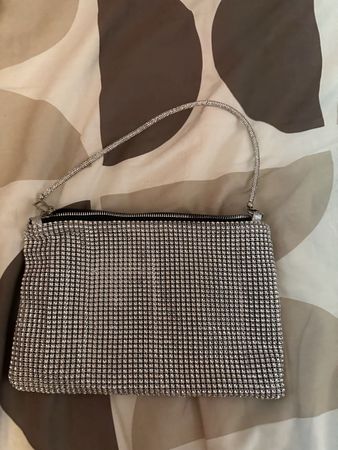 Sac à main strass argenté neuf