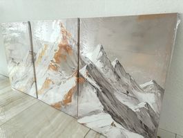 Grosses Wandbild 120x60 cm Bergidylle 3er Set mit Rahmen