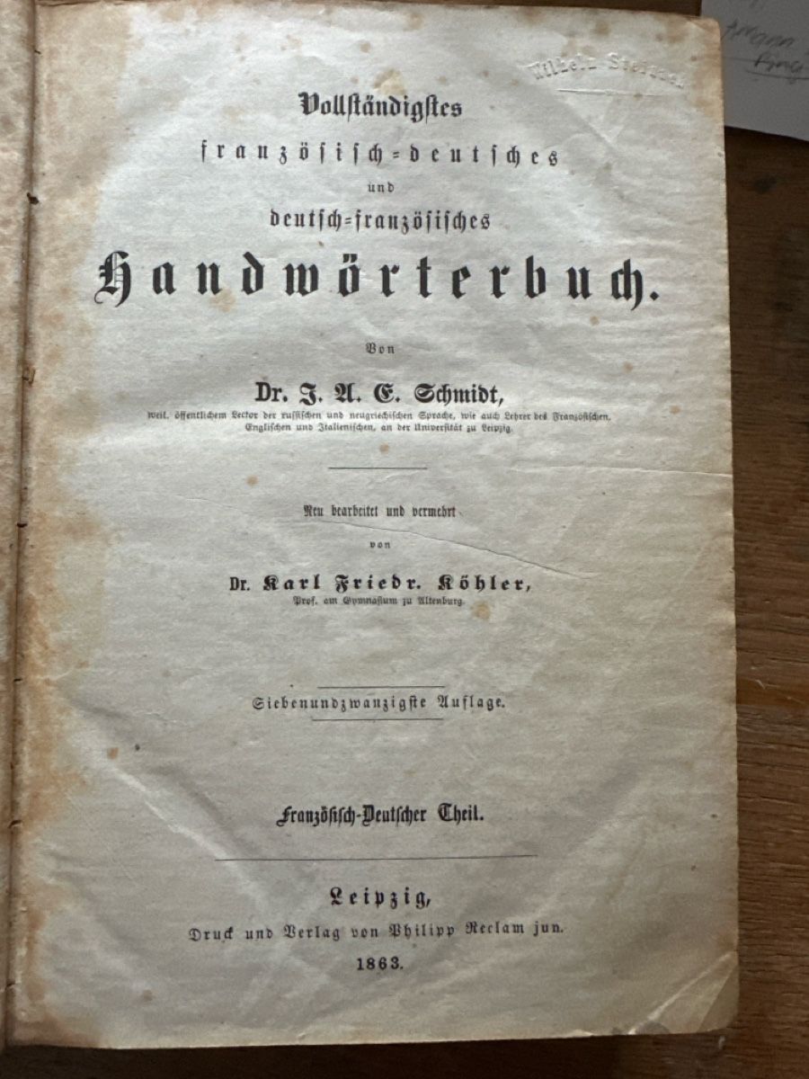 Libri: Antikes Wörterbuch 1863 – Usato da Trüllikon venduto da angela4444 4