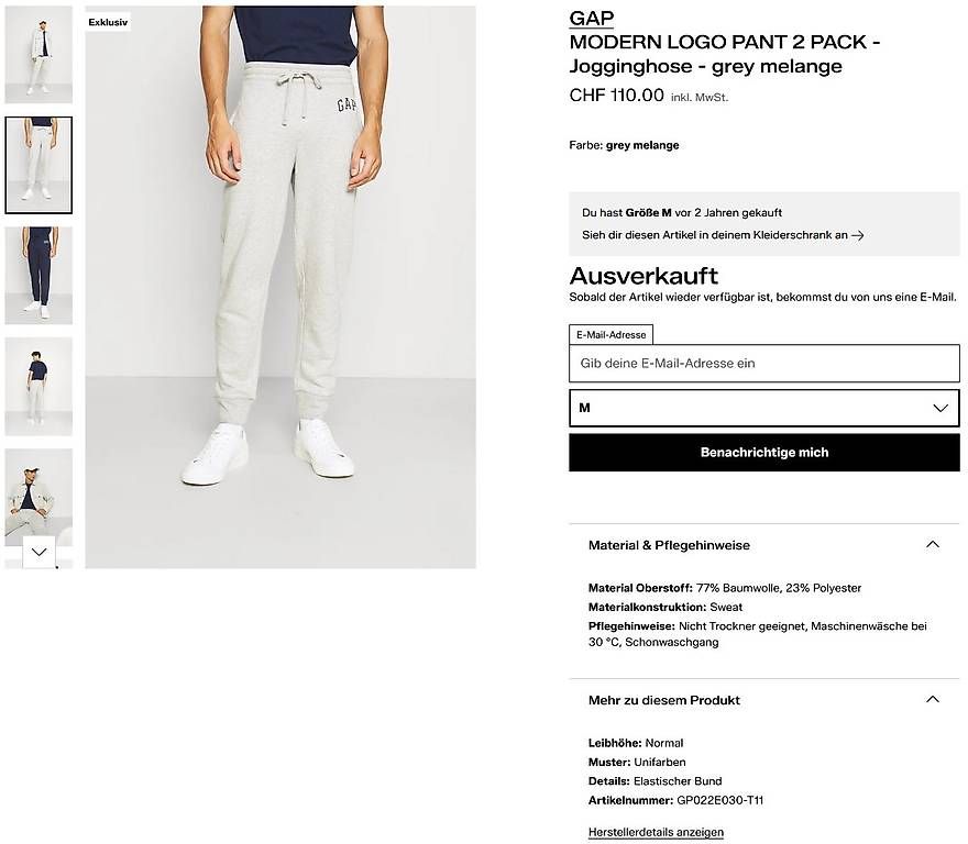 Gap Pantaloni: GAP Jogginghose / Gr. M / Grau – Usato da Zollikofen venduto da wiktor_krz 2