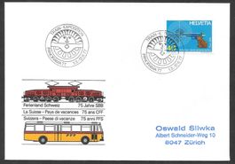 Eisenbahn Sonderbrief S. 897 75 Jahre SBB Train-Expos. 1977