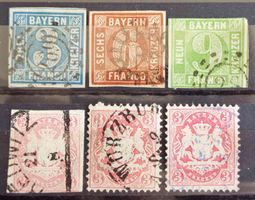 BAVIÈRE - BAYERN: 6 Gestempelte aus 1850–1870