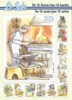 3D Schnittbogen Bastelheft für 12 Karten Berufe