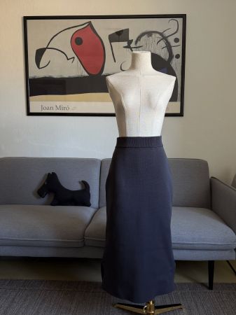 Muji - Gonna midi elasticizzata con spacchi, Grigio, XS