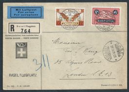 Flugpost Schweiz 1931 Flug Basel Paris London Luftpost