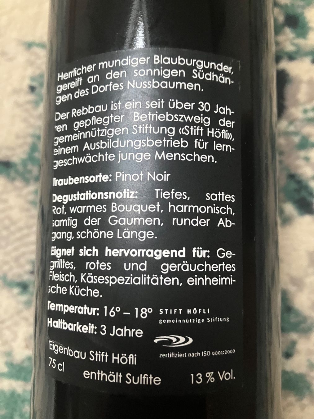 Vino: Wein Blauburgunder AOC Spätlese 2009 – Usato da Bettwiesen venduto da Zustand57 2