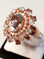 Ring Aquamarin Brillant Rotgold Grösse 57 Neu