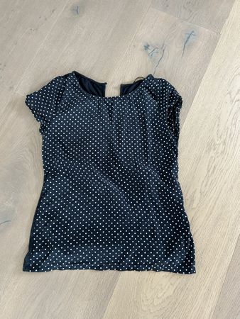 T Shirt Massimo Dutti blau weiss gepunktet kurzarm