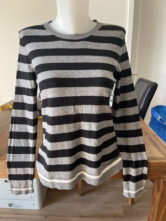 Pull à rayures BRAX gris/noir T38 cachemire comme neuf lisez