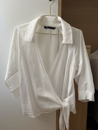 Zara White Wrap Blouse – Size XS NEW