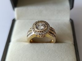 Bague vintage Argent 925 plaqué or & zirconiums !
