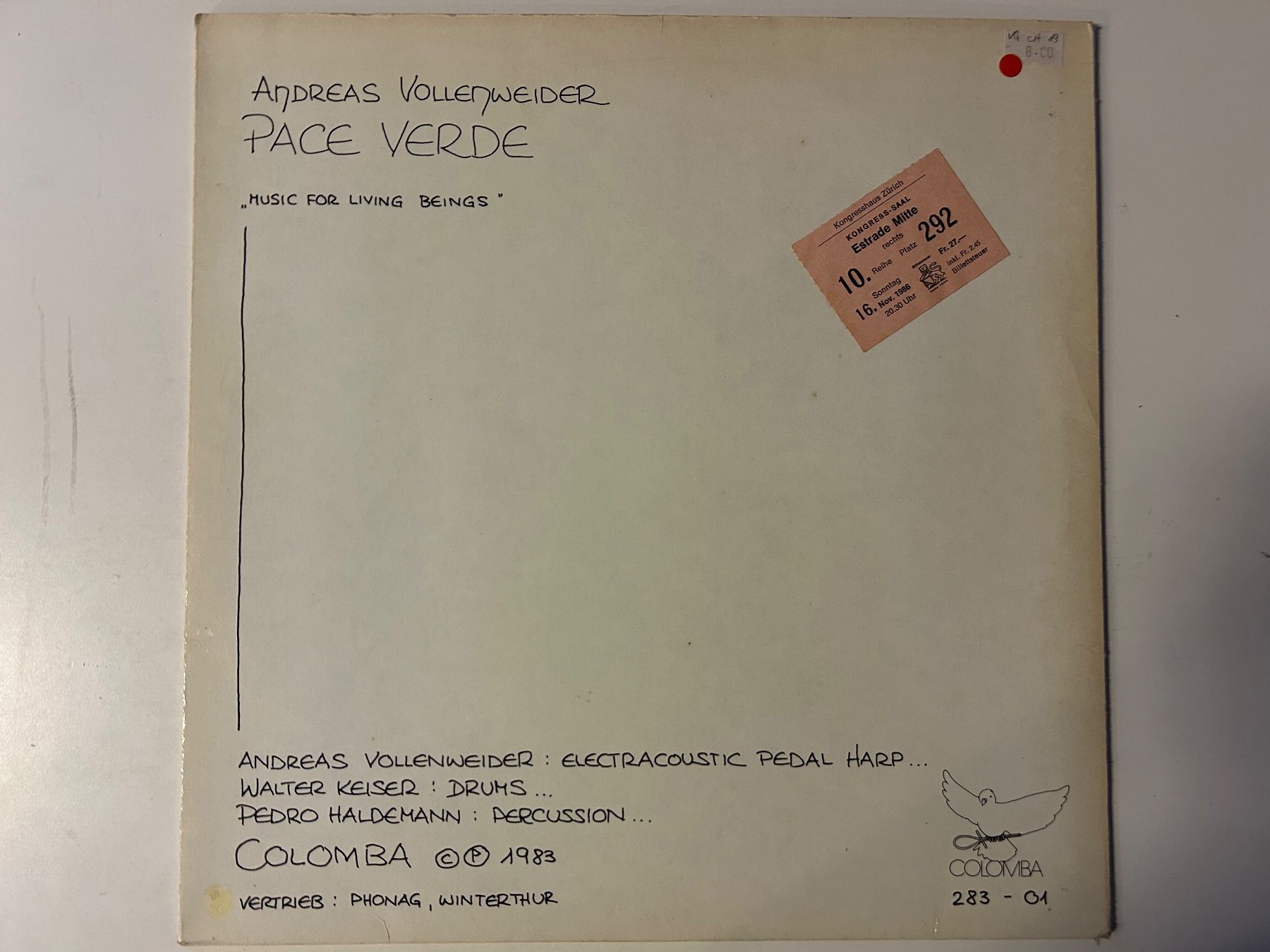 Dischi in vinile: Andreas Vollenweider - Pace Verde, Vinyl Maxi Schallplatte – Usato da Aesch BL venduto da BernisFlomi