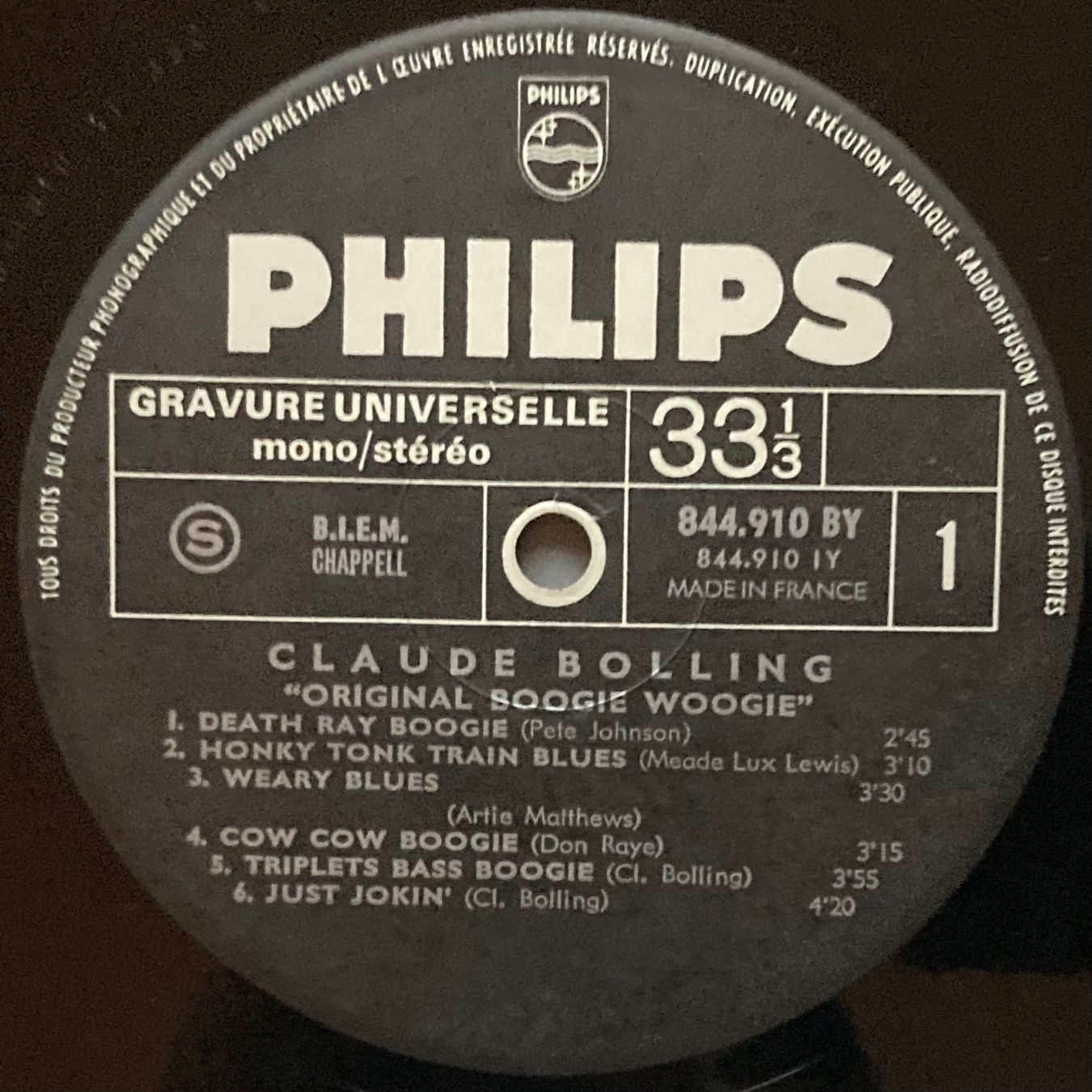 Dischi in vinile: CLAUDE BOLLING - ORIGINAL BOGGIE WOOGIE – Usato da Poliez-Pittet venduto da Newtown-Records 2