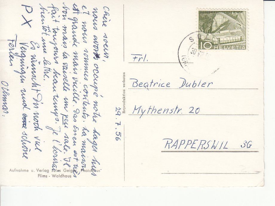 Cartoline postali: Solis 1956 – Usato da Bürglen TG venduto da StampGraf 1