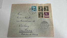 1932 4er Bock Zusammendruck Brief nach Den Haag