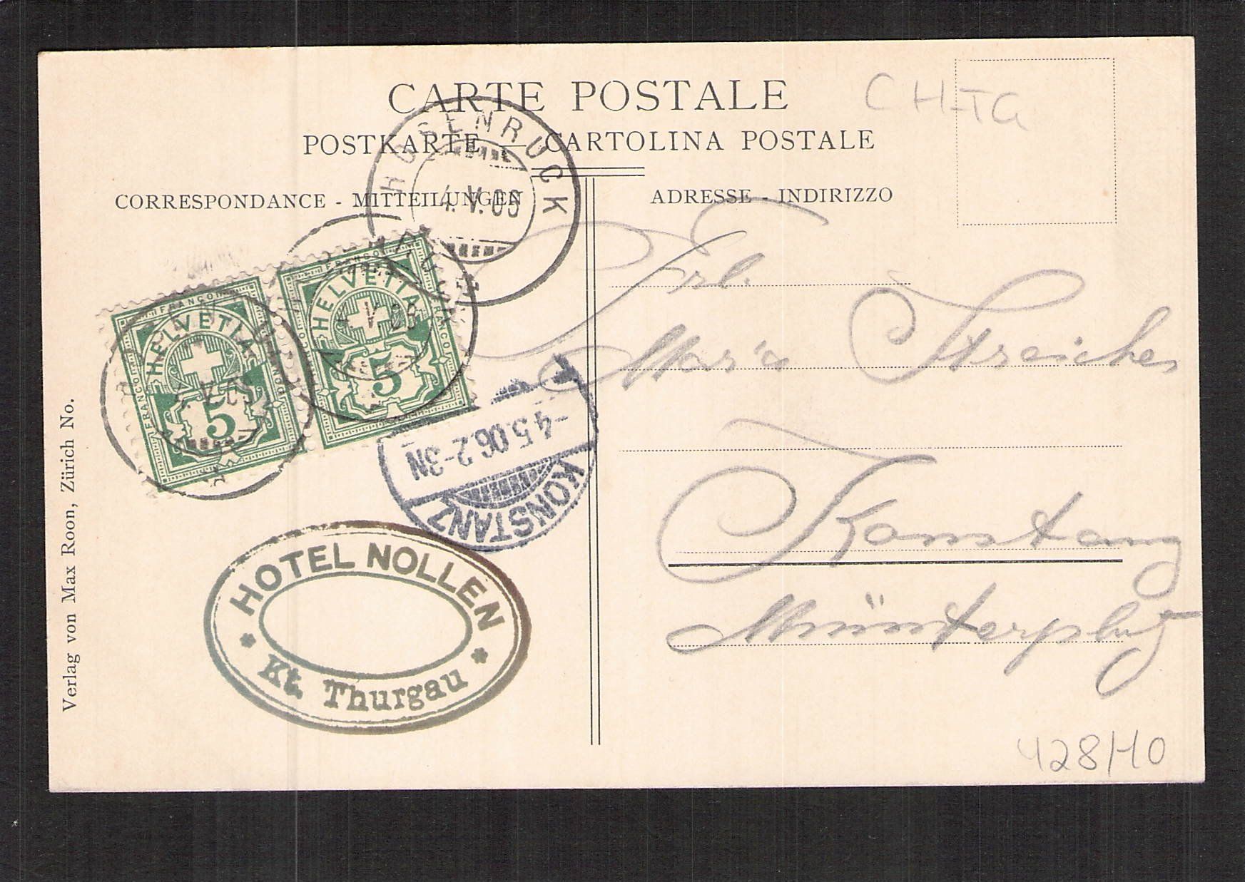 Cartoline postali: #Gruss vom Nollen , gel. 1906 – Usato da Reichenburg venduto da Pipo-67 1