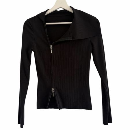 Black Zipper Cardigan Long Sleeve Size S