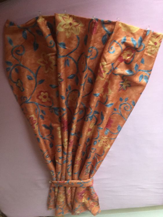 LOFT LIVING Synergy Vorhang Aus Kunstleinen, Blumenmuster, 132 X 160 Cm, Rosa – Durchscheinend, Mit Ösenleiste