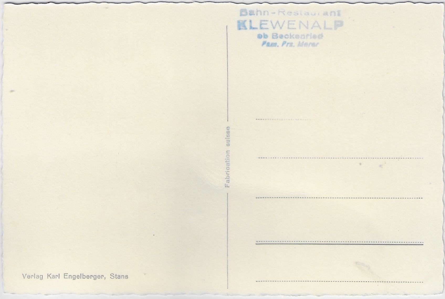 Cartoline postali: Bahnrestaurant Klewenalp - Blick auf – Antico da Ettingen venduto da Kartenplanet 1