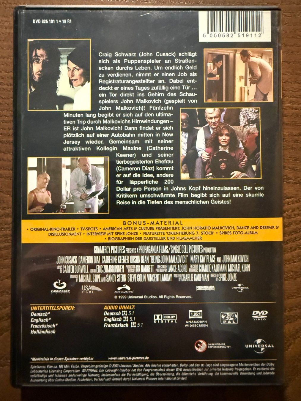 Tutti i DVDs: Being John Malkovich – Usato da Zürich venduto da FilmFreunde 1