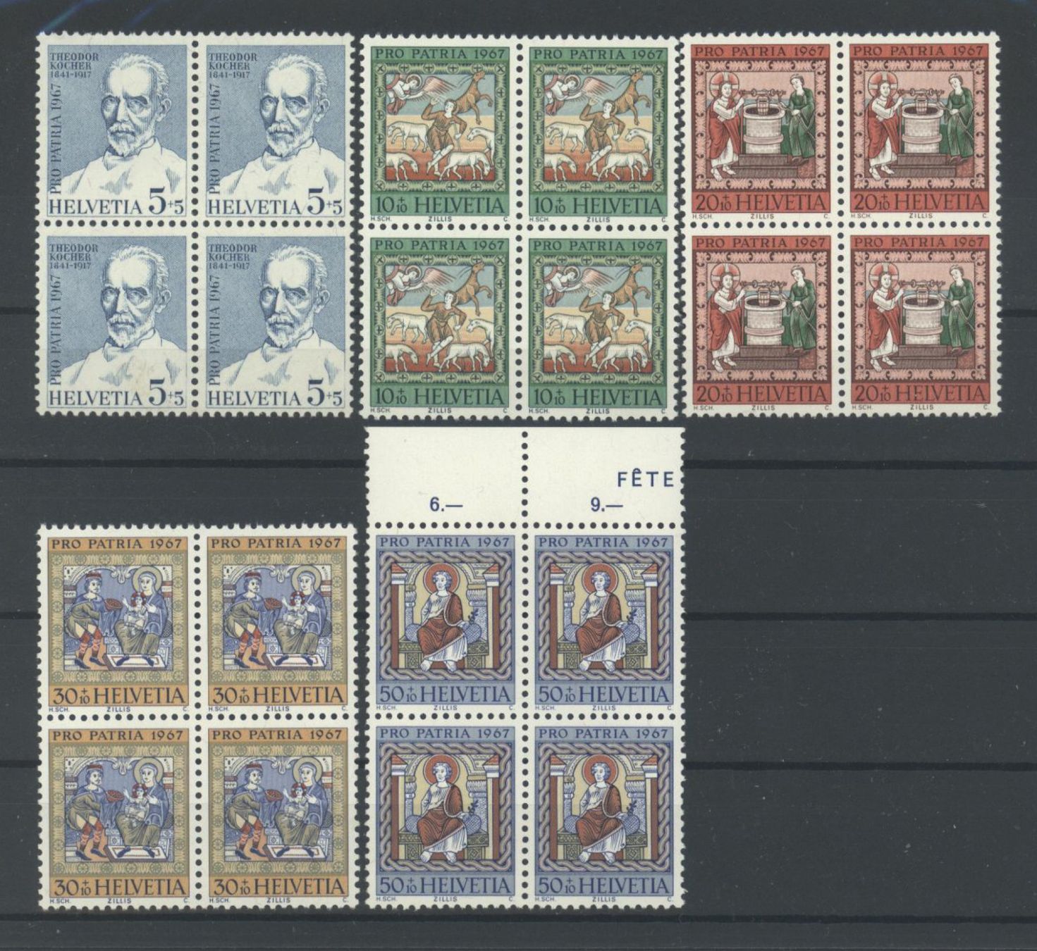 Alle Briefmarken: 1967, Pro Patria, Viererblöcke, ** – Gebraucht aus Willisau von Vollstempel
