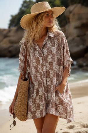 Neue lässige Tunika /  Blusenkleid aus 100% Cotton Gr.L-XL