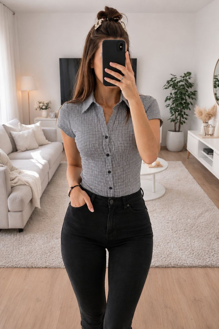Camicette: Karierte Damen Bluse Schwarz Weiss Gr. 34 – Nuovo (secondo la descrizione) da Fully venduto da VaneaSelection