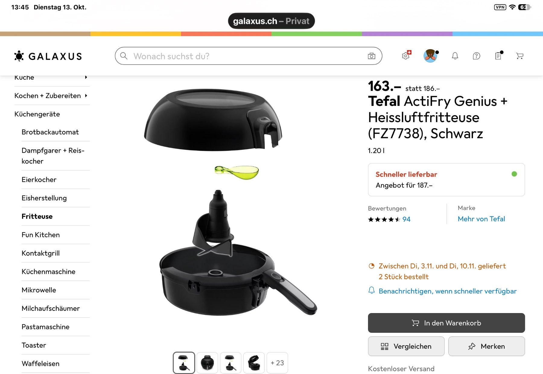 Tefal Appareils de cuisine: Airfryer – D'occasion à grossaffoltern par rickli88 1