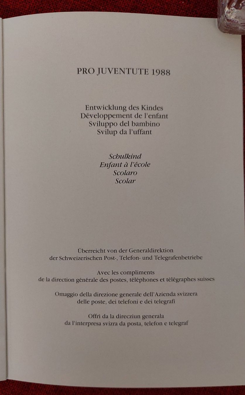 Tutti i francobolli: PTT-Markenbüchlein 'PRO JUVENTUTE 1988' – Usato da Münchenbuchsee venduto da mummeli 1