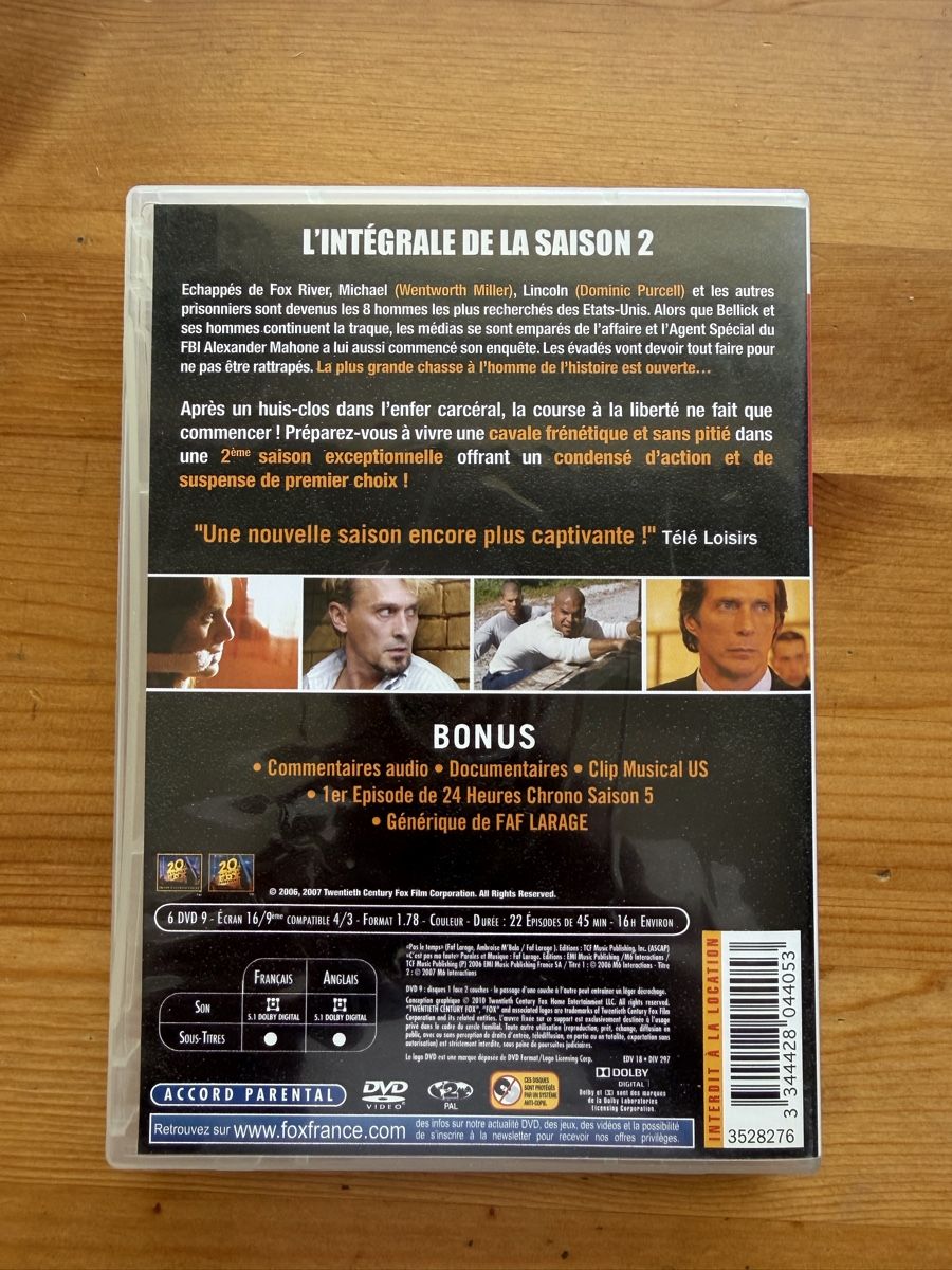 Tutti i DVDs: DVD série Prison Break saison 2 – Usato da Chêne-Bougeries venduto da PPP1224 1