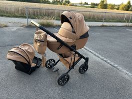 Anex e/type 3-in-1 Kinderwagen Komplettset – Eco-Leder Camel