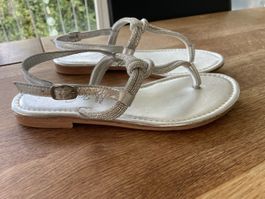 Cristin Sandalen silber Grösse 39 Leder mit Steinchen