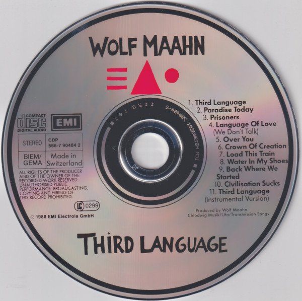 CD: Wolf Maahn THIRD LANGUAGE Pop Rock Synth-pop CD – Usato da Kandergrund venduto da Sososo 2