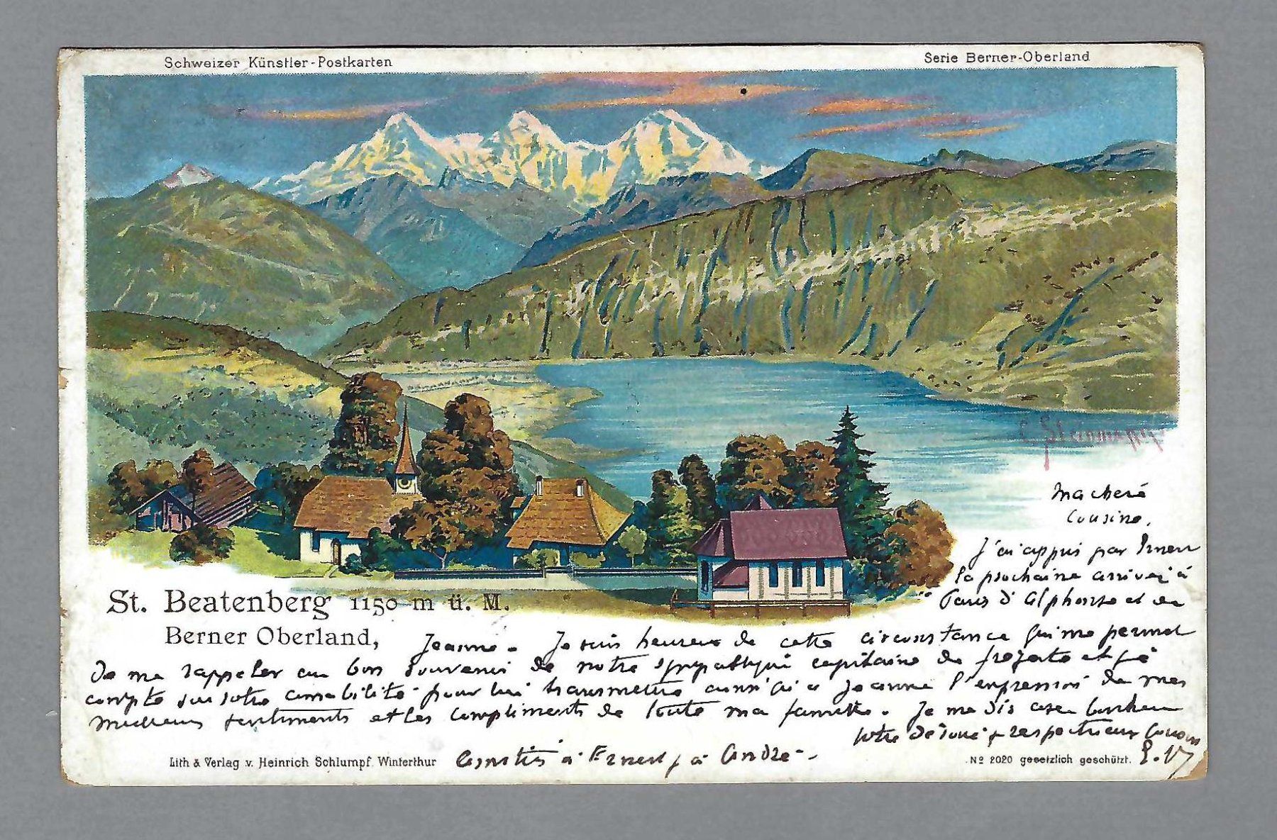 Cartoline postali: 1900, ST. BEATENBERG, STEINMANN'S LITO – Usato da Pura venduto da ulisse1957