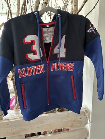 Kloten Flyers Sweatjacke Kapuze blau schwarz Grösse 152