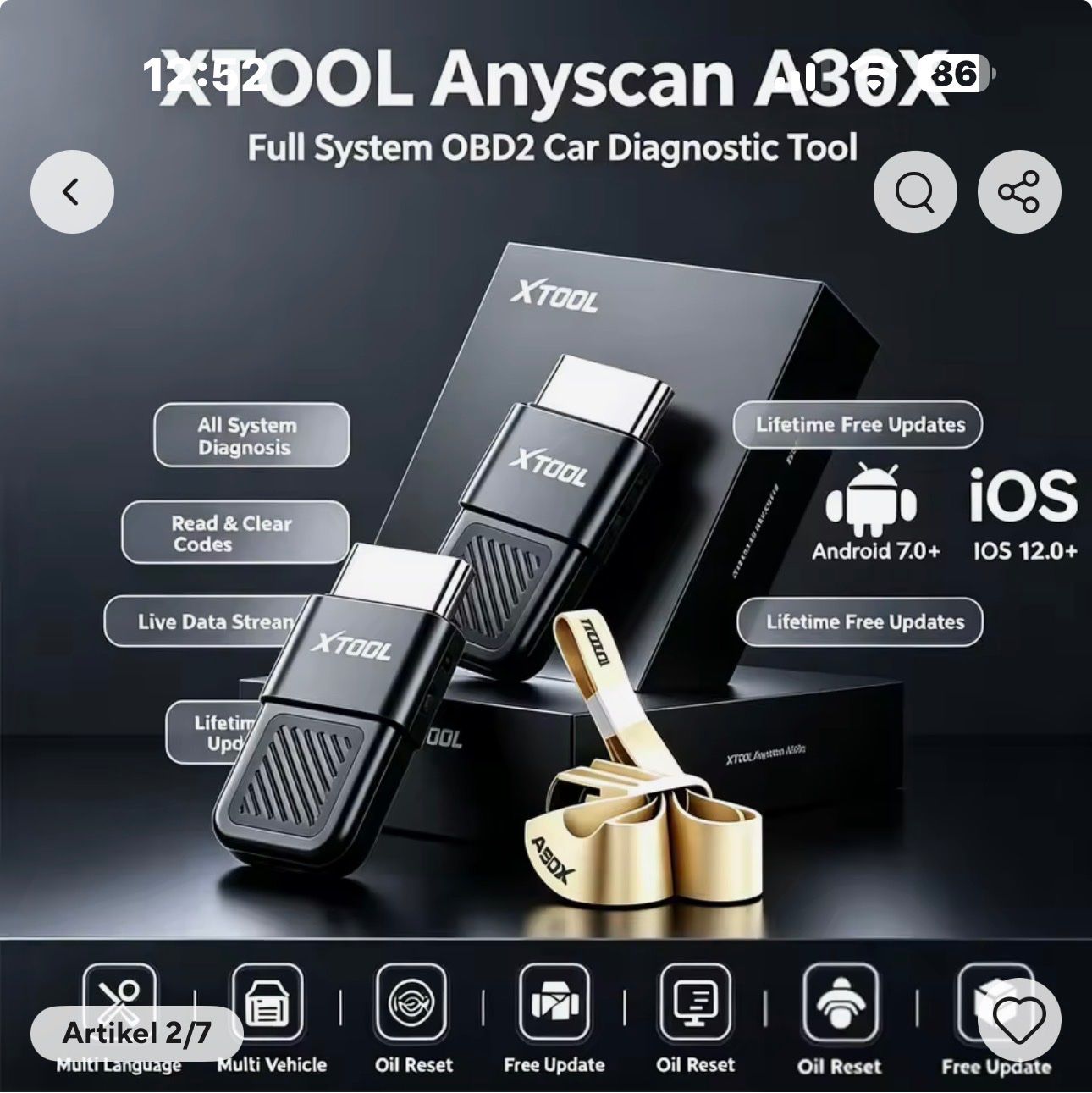 Scanner: XTOOL A30X ANYSCAN DIAGNOSE GERÄT IOS & ANDROID – Nuovo e nell'imballaggio originale da Frauenfeld venduto da iphone6