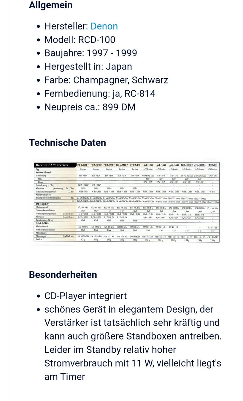 Denon Amplificatori: Denon CD inkl. Verstärker Infintity Boxen – Usato da Burgdorf venduto da Max681 3