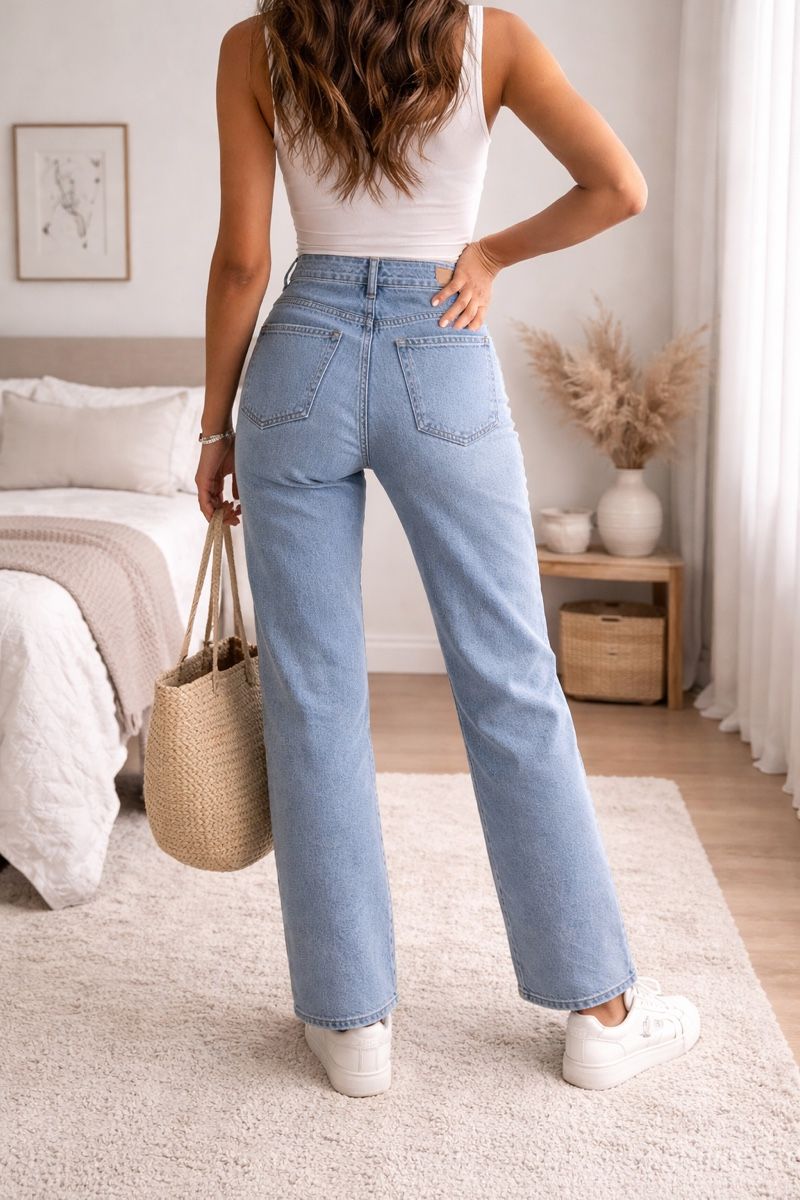 Jeans: JEAN DROIT TAILLE HAUTE BLEU CLAIR – Nuovo (secondo la descrizione) da Lausanne venduto da KeNaChic 1