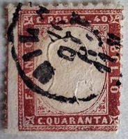 Italien 1863 – 40 C. am Bogenrand GEPRÜFT (Mi. 19)