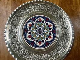 Türkischer Wandteller Porcelan/ Messing