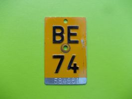 Velonummer / Mofanummer / Töfflinummer BE 74
