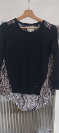 Damenpullover schwarz Paisleymuster Grösse S