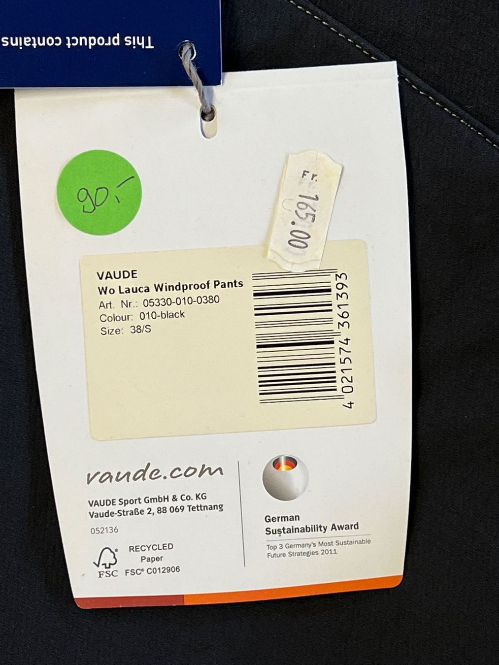 Vaude Hosen: Damen Rad-Hose  VAUDE LAUCA WINDPROOF PANT – Neu und originalverpackt aus Eschen von Sele-Radsport 6