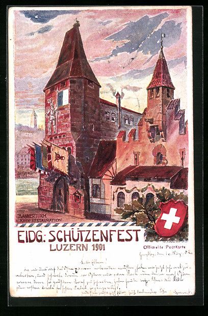 Cartoline postali: Luzern, Eidgenössisches Schützenfest 1 – Usato da Berlin venduto da bartko-reher