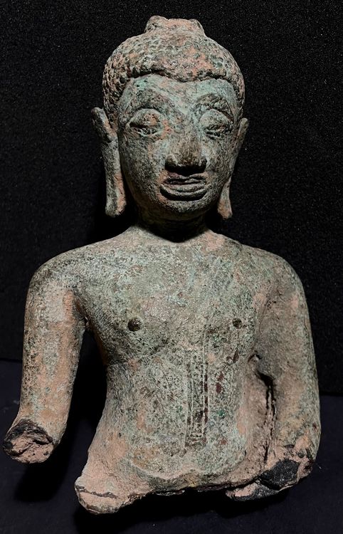 Antike Thai Buddha Bronze-Büste mit grüner Alterspatina | Kaufen auf ...