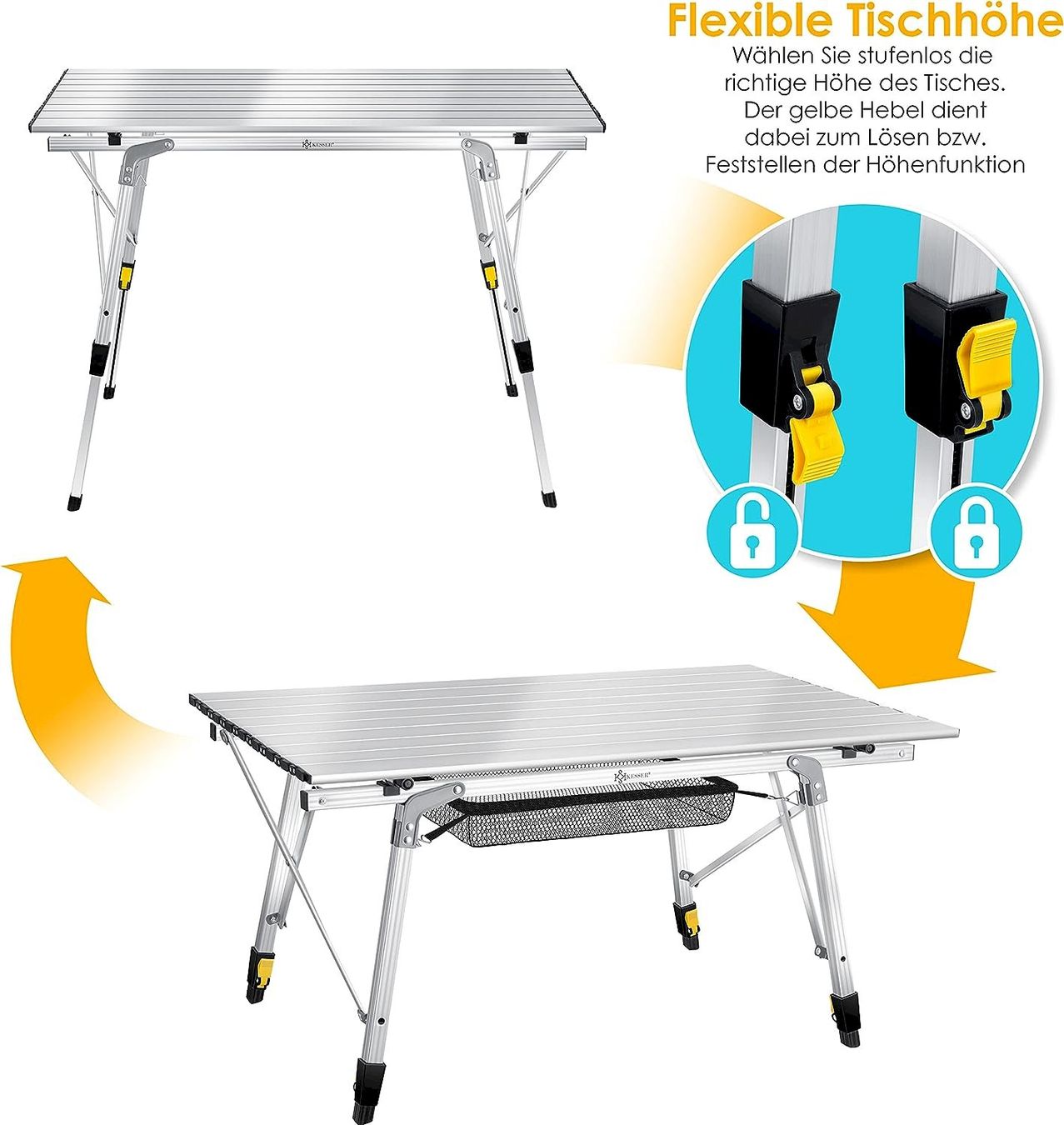 Mobili da campeggio: KESSER Campingtisch 90cm x 53cm Silber – Nuovo e nell'imballaggio originale da Bottighofen venduto da zaap 2