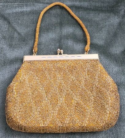 Elegante vintage Abendtasche – Gold, Handarbeit Handbag